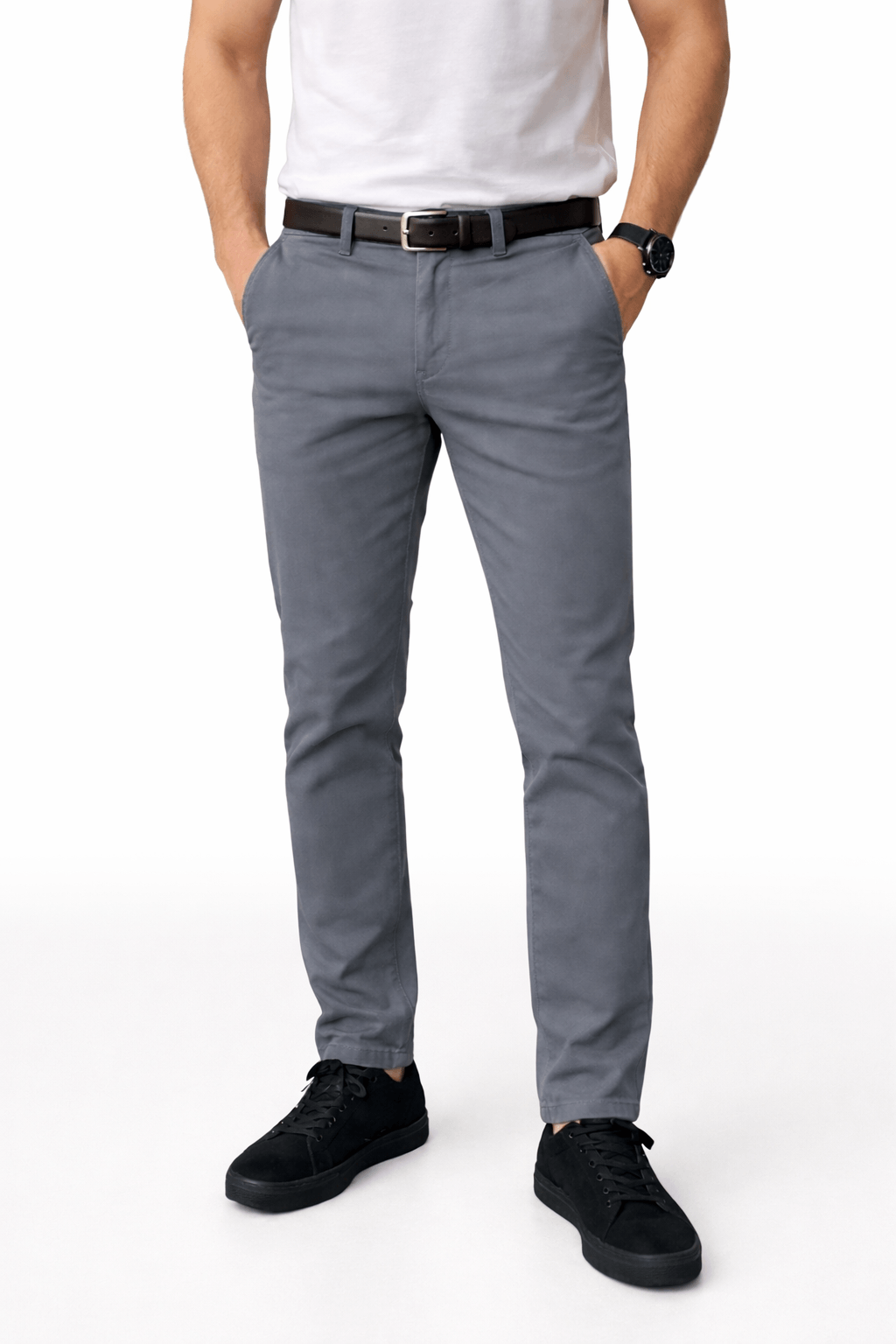 Denro Signature Two-Way Stretch Chinos — Slate Blue